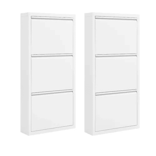 Armário estreito para sapatos 50 x 15 x 106 cm u2013 moderno, com 2 compartimentos para sapatos e que poupa espaço u2013 branco Armário estreito para sapatos 50 x 15 x 106 cm u2013 moderno, com 2 compartimentos para sapatos e que poupa espaço u2013 branco