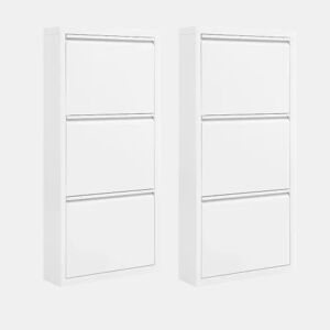 Armário estreito para sapatos 50 x 15 x 106 cm u2013 moderno, com 2 compartimentos para sapatos e que poupa espaço u2013 branco