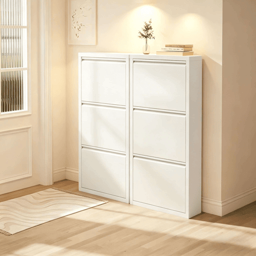 Armário estreito para sapatos 50 x 15 x 106 cm u2013 moderno, com 2 compartimentos para sapatos e que poupa espaço u2013 branco Armário estreito para sapatos 50 x 15 x 106 cm u2013 moderno, com 2 compartimentos para sapatos e que poupa espaço u2013 branco