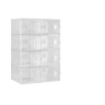 Organizador Modular de Sapatos com 8 Cubos - Empilhável, Organizador Multifuncional para Sapatos e Arrumação - Branco e Transparente