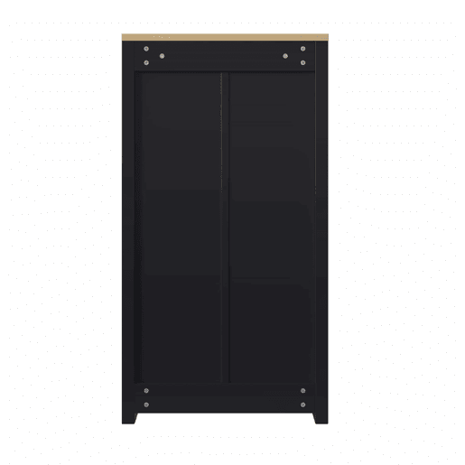Armário 50 × 24 × 95 cm u2014 com 1 gaveta, 2 portas basculantes, prateleiras ajustáveis e puxadores metálicos u2014 PretoMadeira Armário 50 × 24 × 95 cm u2014 com 1 gaveta, 2 portas basculantes, prateleiras ajustáveis e puxadores metálicos u2014 PretoMadeira