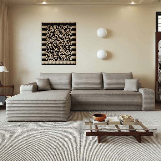 Sofá modular de canto de 270 cm u2013 design moderno com chaise longue em L, assento profundo, compacto u2013 Camel Sofá modular de canto de 270 cm u2013 design moderno com chaise longue em L, assento profundo, compacto u2013 Camel