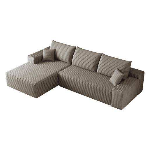 Sofá modular de canto de 270 cm u2013 design moderno com chaise longue em L, assento profundo, compacto u2013 Camel Sofá modular de canto de 270 cm u2013 design moderno com chaise longue em L, assento profundo, compacto u2013 Camel