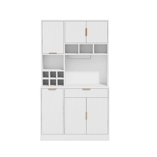 Aparador alto para sala de jantar 100 x 40 x 175 cm u2014 arrumação em várias camadas com tomada integrada, portas USB-C e USB-A, suporte para copos e garrafeira u2014 branco Aparador alto para sala de jantar 100 x 40 x 175 cm u2014 arrumação em várias camadas com tomada integrada, portas USB-C e USB-A, suporte para copos e garrafeira u2014 branco