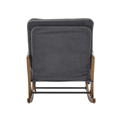 Cadeirão de baloiço com apoio para os pés - revestimento em bombazina, ergonómico, com bolso lateral, almofada lombar e encosto reclinável - cinzento Cadeirão de baloiço com apoio para os pés - revestimento em bombazina, ergonómico, com bolso lateral, almofada lombar e encosto reclinável - cinzento