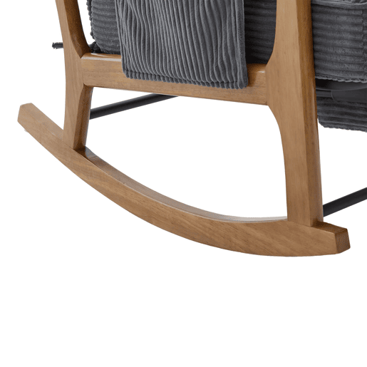 Cadeirão de baloiço com apoio para os pés - revestimento em bombazina, ergonómico, com bolso lateral, almofada lombar e encosto reclinável - cinzento Cadeirão de baloiço com apoio para os pés - revestimento em bombazina, ergonómico, com bolso lateral, almofada lombar e encosto reclinável - cinzento
