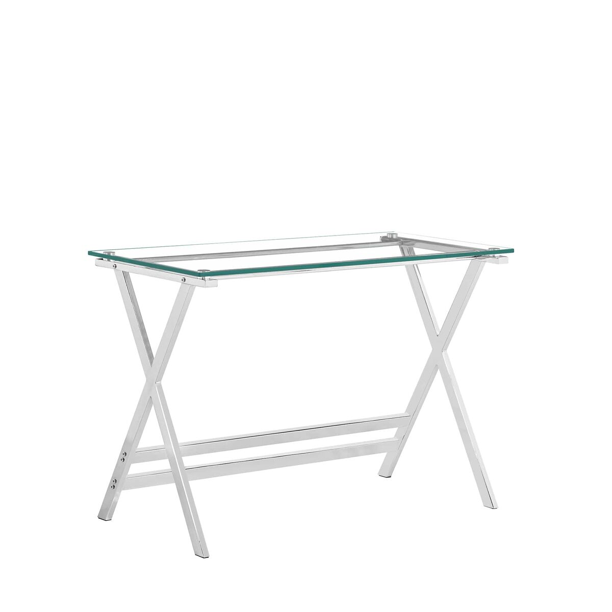Escritorio de cristal - mesa de ordenador con vidrio templado transparente y bordes redondeados, mesa auxiliar para sofá - transparente