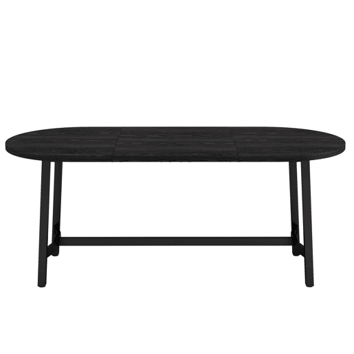 Mesa de jantar 180 x 80 x 75 cm u2014 estilo simples, cantos arredondados, pernas de ferro, para 6 a 8 pessoas u2014 preta