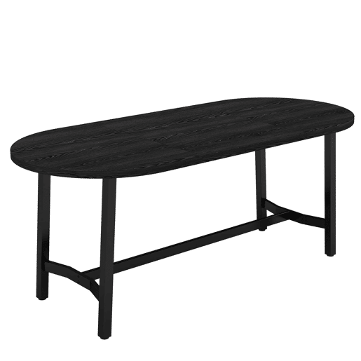 Mesa de jantar 180 x 80 x 75 cm u2014 estilo simples, cantos arredondados, pernas de ferro, para 6 a 8 pessoas u2014 preta