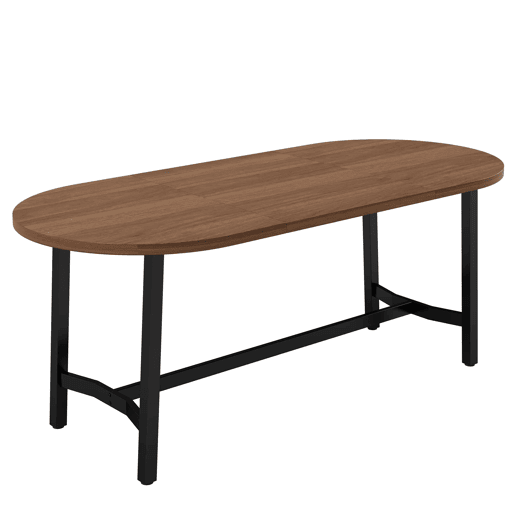 Mesa de jantar 180 x 80 x 75 cm u2014 cantos arredondados, estilo simples, pernas de ferro, para 6 a 8 pessoas u2014 cor de nogueira Mesa de jantar 180 x 80 x 75 cm u2014 cantos arredondados, estilo simples, pernas de ferro, para 6 a 8 pessoas u2014 cor de nogueira