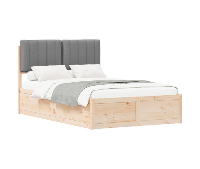 Estructura de cama matrimonial estilo con cabecera tapizada gris claro