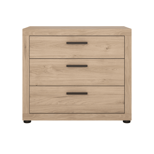 Jarama Cómoda 3 Gavetas Jackson Hickory 77x42x67 cm  Cómoda para Quarto com Design Moderno e Acabamento Carvalho
