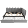 Cama individual estofada 90x190 - com gavetas e estrado, tipo sofá-cama - cinzento