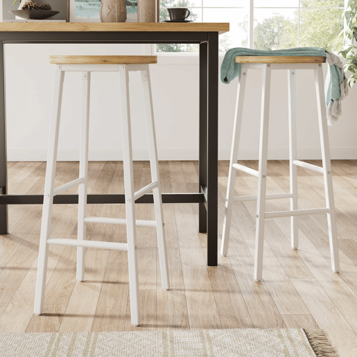 Conjunto de bar - ilha de cozinha com arrumação e 2 bancos altos, portas de vidro e prateleiras ajustáveis - branco Conjunto de bar - ilha de cozinha com arrumação e 2 bancos altos, portas de vidro e prateleiras ajustáveis - branco