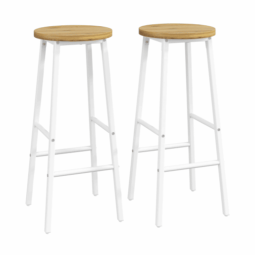 Conjunto de bar - ilha de cozinha com arrumação e 2 bancos altos, portas de vidro e prateleiras ajustáveis - branco Conjunto de bar - ilha de cozinha com arrumação e 2 bancos altos, portas de vidro e prateleiras ajustáveis - branco