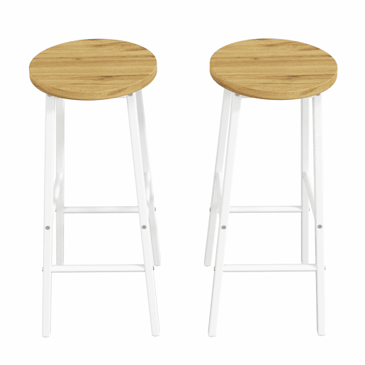 Conjunto de bar - ilha de cozinha com arrumação e 2 bancos altos, portas de vidro e prateleiras ajustáveis - branco Conjunto de bar - ilha de cozinha com arrumação e 2 bancos altos, portas de vidro e prateleiras ajustáveis - branco
