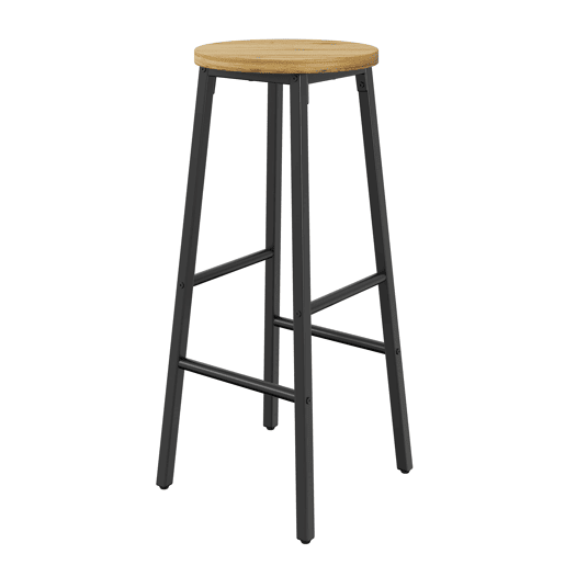 Bancos de bar de 70 cm - conjunto de 2, assento com efeito de madeira, apoio para os pés duplo, pernas ajustáveis, capacidade de carga de 150 kg - preto