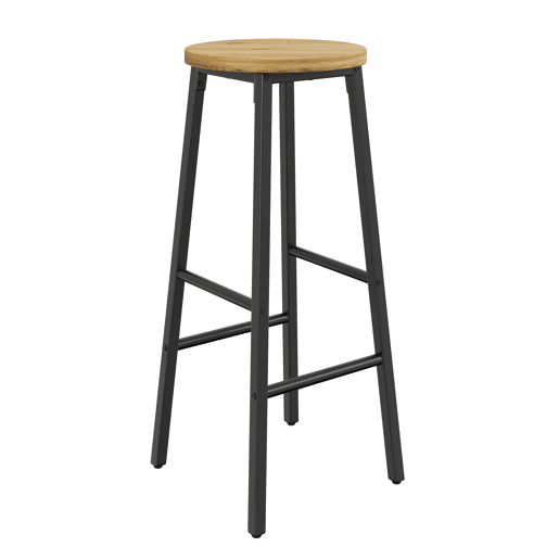 Bancos de bar de 70 cm - conjunto de 2, assento com efeito de madeira, apoio para os pés duplo, pernas ajustáveis, capacidade de carga de 150 kg - preto