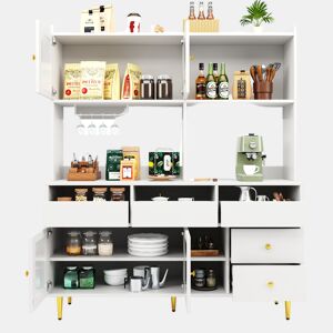 Armário de cozinha de mdf com 4 portas e 5 gavetas,branco