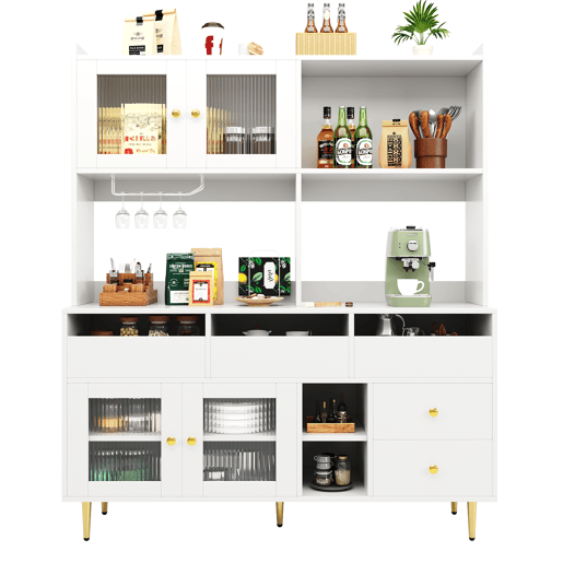 Armário de cozinha de mdf com 4 portas e 5 gavetas,branco
