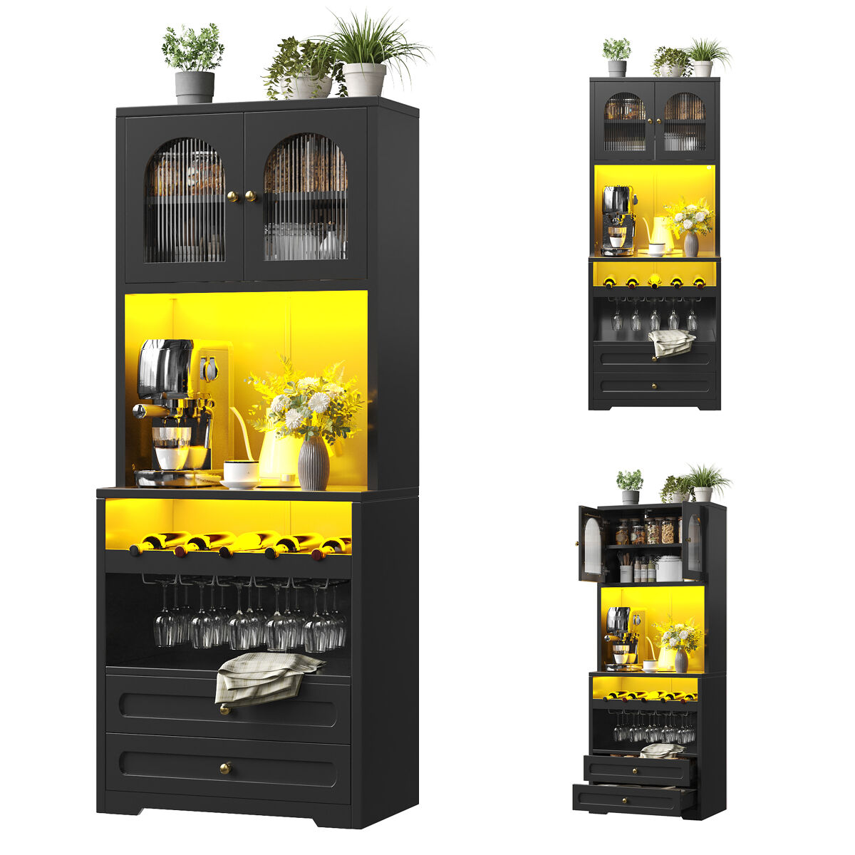 Armario de cocina con 2 puertas y 2 cajones 70 Negro