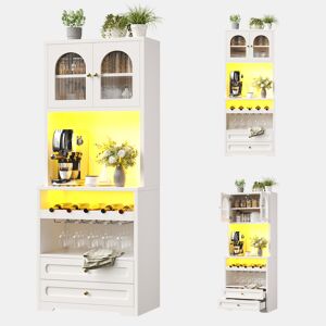 Armário de cozinha de mdf com 2 portas,2 gavetas e luz led,branco