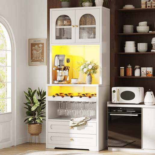 Armário de cozinha de mdf com 2 portas,2 gavetas e luz led,branco Armário de cozinha de mdf com 2 portas,2 gavetas e luz led,branco
