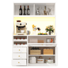 Armário de cozinha de mdf com 5 portas,3 gavetas e luz led,branco