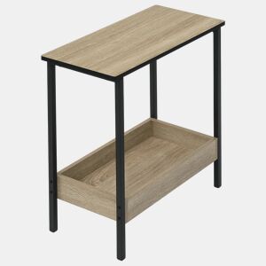 Mesa auxiliar de 50 cm - Quadrada com espaço de arrumação, mesa de sofá e de telefone - Preta e carvalho claro