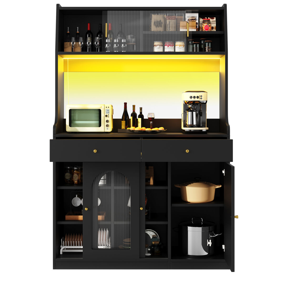Armario de cocina con 5 puertas y 2 cajones 120 Negro