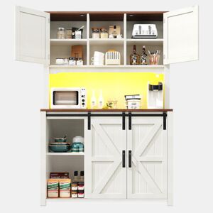 Armário de cozinha de mdf com 4 portas,4 gavetas e luz led,branco