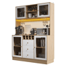 Armário de cozinha de mdf com 4 portas,3 gavetas e luz led,branco