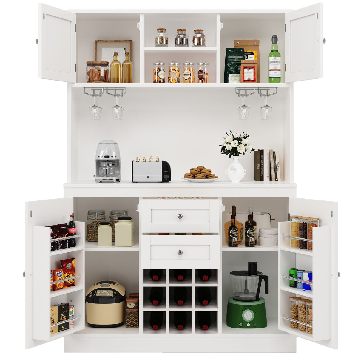 Armario de cocina con 4 puertas y 2 cajones 120 Blanco