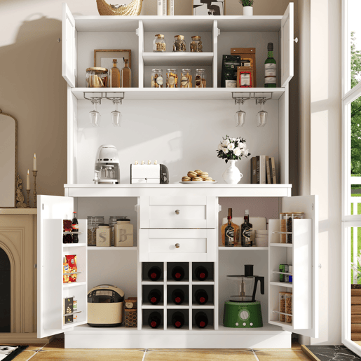 Armário de cozinha de mdf com 4 portas e 2 gavetas,branco