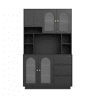 Aparador alto de 80 cm - portas curvas em acrílico, prateleira aberta, iluminação LED RGB controlada por app - Preto