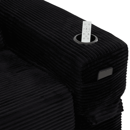 Sofá-cama em veludo - Assento com espuma de alta densidade e molas, bolso lateral, porta-copos e montagem fácil - Preto Sofá-cama em veludo - Assento com espuma de alta densidade e molas, bolso lateral, porta-copos e montagem fácil - Preto