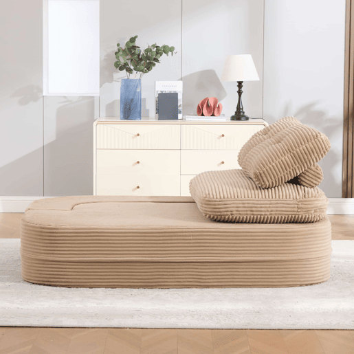 Sofá-cama de 2 lugares - Reclinável, almofadas grossas, encosto alto, braços ajustáveis com suportes para copos, multifuncional - Cáqui Sofá-cama de 2 lugares - Reclinável, almofadas grossas, encosto alto, braços ajustáveis com suportes para copos, multifuncional - Cáqui