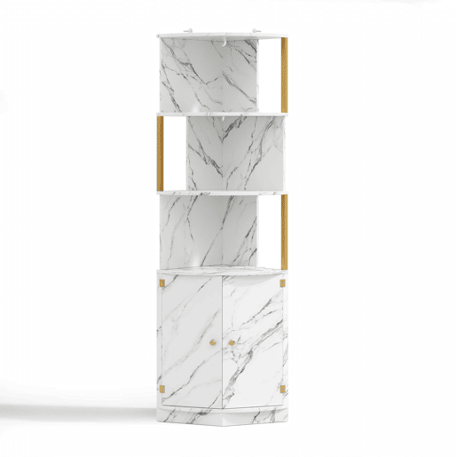Armário de canto 38x38x180 cm u2013 com LED, tomadas e 2 portas, para cozinha, sala de estar e sala de jantar u2013 Branco Armário de canto 38x38x180 cm u2013 com LED, tomadas e 2 portas, para cozinha, sala de estar e sala de jantar u2013 Branco