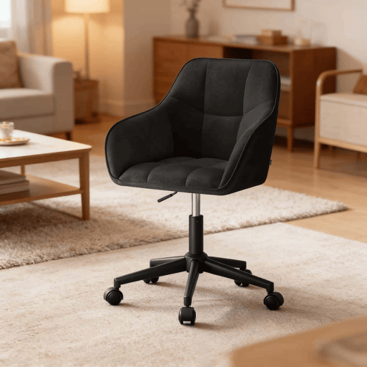 Cadeira de escritório giratória elegante de 55 cm - estilo clássico multifuncional - preta Cadeira de escritório giratória elegante de 55 cm - estilo clássico multifuncional - preta