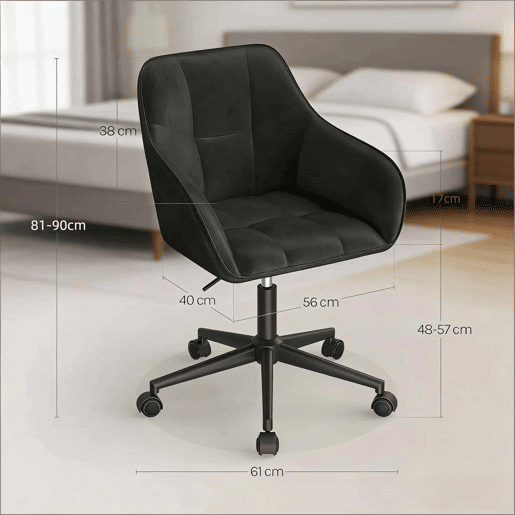 Cadeira de escritório giratória elegante de 55 cm - estilo clássico multifuncional - preta Cadeira de escritório giratória elegante de 55 cm - estilo clássico multifuncional - preta