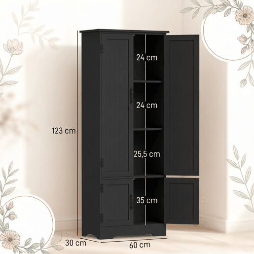 Armário de cozinha de 80 cm u2013 arrumação elegante e design moderno u2013 preto