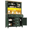 Armário de cozinha de mdf com 4 portas,6 gavetas e luz led,verde