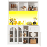 Armário de cozinha de mdf com 5 portas,1 gaveta e luz led,branco