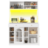 Armário de cozinha de mdf com 5 portas,2 gavetas e luz led,branco