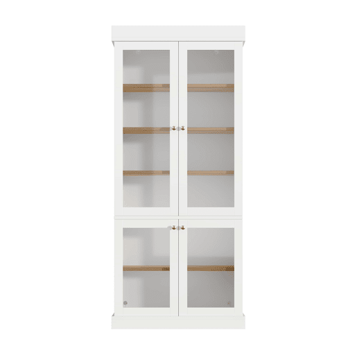 Vitrina alta - LED integrado, portas de vidro, prateleiras ajustáveis e sistema anti-tombamento - Branco Vitrina alta - LED integrado, portas de vidro, prateleiras ajustáveis e sistema anti-tombamento - Branco