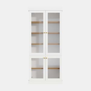 Vitrina alta - LED integrado, portas de vidro, prateleiras ajustáveis e sistema anti-tombamento - Branco