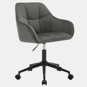 Cadeira de escritório giratória u2014 design clássico e ergonómico, estofada em veludo u2014 cinzento escuro
