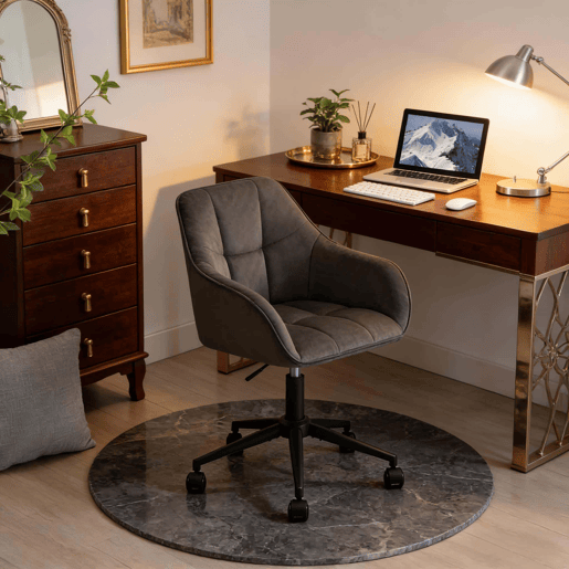 Cadeira de escritório giratória u2014 design clássico e ergonómico, estofada em veludo u2014 cinzento escuro Cadeira de escritório giratória u2014 design clássico e ergonómico, estofada em veludo u2014 cinzento escuro