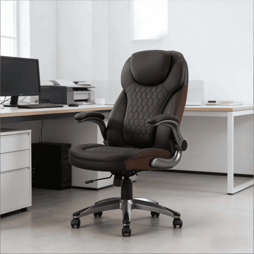 Cadeira de escritório executiva Standard - encosto alto, estofamento macio, cadeira de diretor - castanha Cadeira de escritório executiva Standard - encosto alto, estofamento macio, cadeira de diretor - castanha