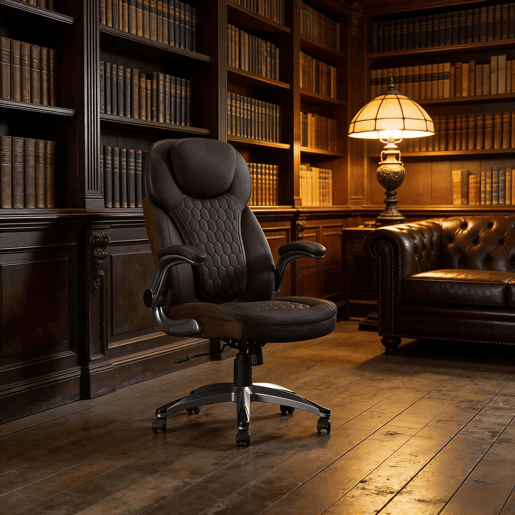 Cadeira de escritório executiva Standard - encosto alto, estofamento macio, cadeira de diretor - castanha Cadeira de escritório executiva Standard - encosto alto, estofamento macio, cadeira de diretor - castanha